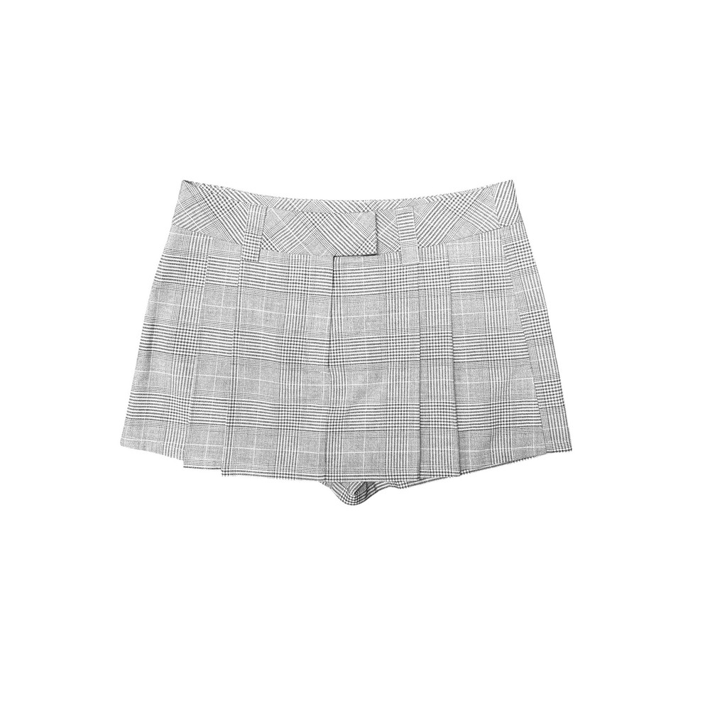 Steve Madden Gray Plaid Pleated Skort